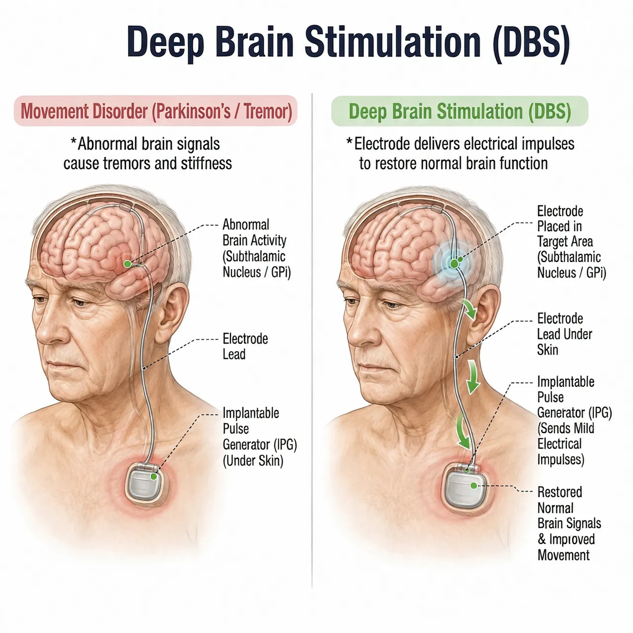 Deep Brain Stimulation (DBS) — anatomy diagram